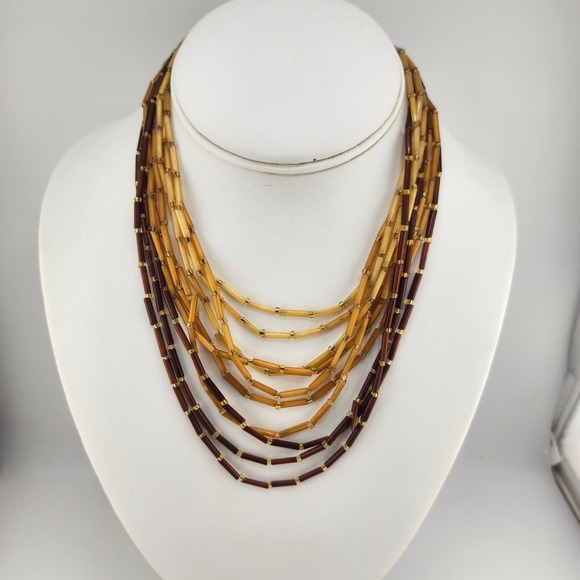 Vintage Boho Tube Bead Layered Necklace Statement Fashion Jewelry Adjustable - Picture 1 of 5